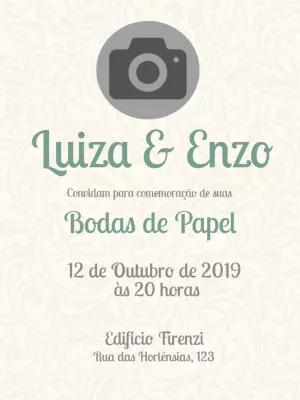 Convite Bodas de Papel com Foto para Editar Online