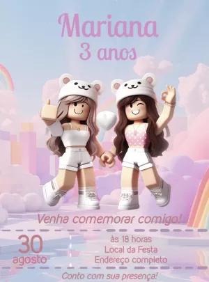 Convite Aniversário Roblox Menina para Editar Online
