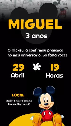 Convite de Aniversário Mickey Mouse para Editar Online