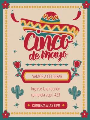 Invitación de Cinco de Mayo con Sombrero para Editar Online
