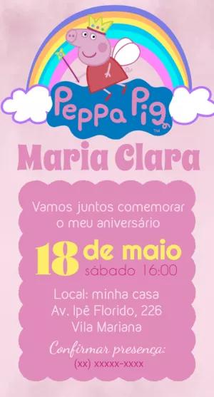 Convite de Aniversário Peppa Pig para Editar Online
