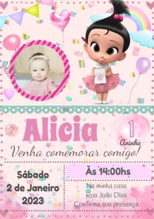 Convite Aniversário A Poderosa Chefinha com Foto para Editar
