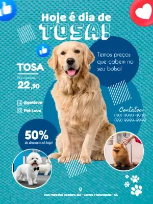 Folheto Editável para Pet Shop com Promoção de Tosa