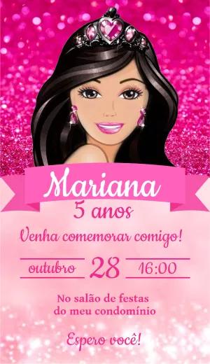 Convite Aniversário Princesa Morena para Editar Online