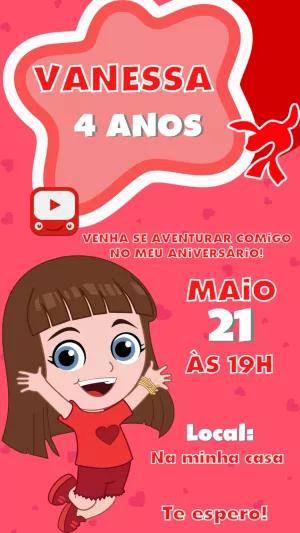 Convite Animado Aniversário Menina Aventureira para Editar