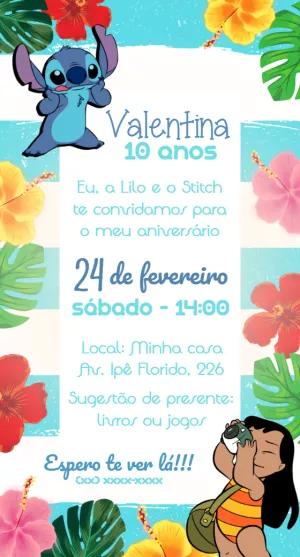 Convite de Aniversário Lilo & Stitch para Editar Online