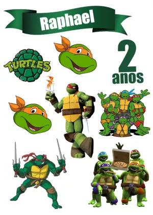 Topo de Bolo Tartarugas Ninjas para Editar e Imprimir Online