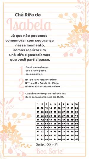Convite Chá Rifa Floral Delicado para Editar Online