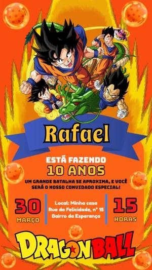 Convite Aniversário Dragon Ball Z com Goku para Editar Online