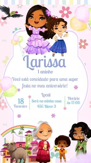 Convite Aniversário Encanto com Personagens para Editar Online