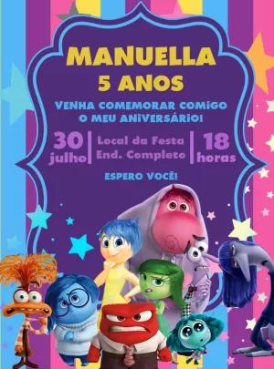Convite de Aniversário Divertida Mente 2 para Editar Online