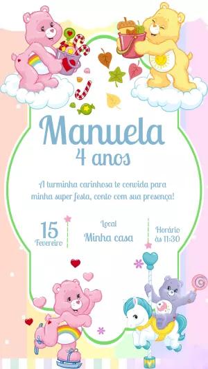 Convite de Aniversário Ursinhos Carinhosos para Editar Online