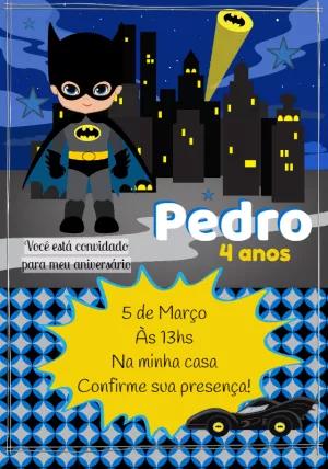 Convite de Aniversário Batman para Editar Online