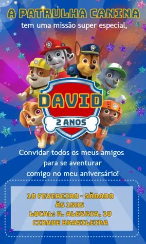 Convite Aniversário Patrulha Canina para Editar Online