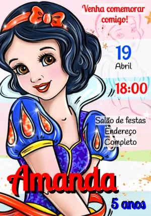 Convite de Aniversário Branca de Neve para Editar Online