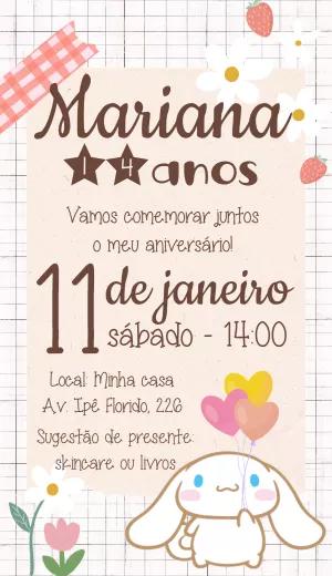 Convite de Aniversário Cinnamoroll para Editar Online