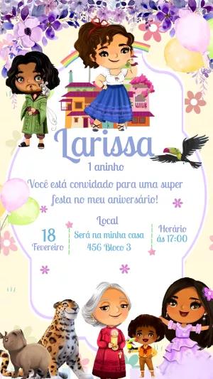 Convite Aniversário Encanto com Personagens para Editar Online