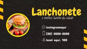 Cartão de Visita Lanchonete com Foto de Lanche para Editar