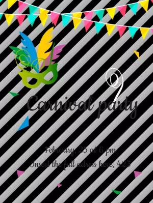 Carnival Party Invitation with Mask to Edit Online