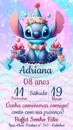 Convite de Aniversário Stitch para Editar Online