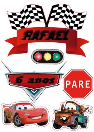 Topo de Bolo Aniversário Carros Editável Online para Imprimir