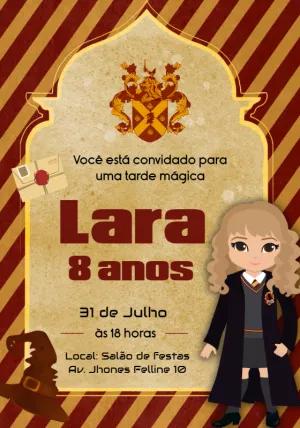 Convite Aniversário Hermione Harry Potter para Editar Online