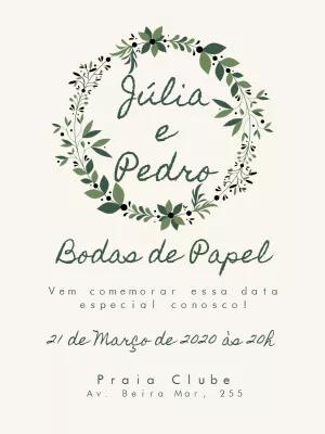 Convite Bodas de Papel Floral para Editar Online