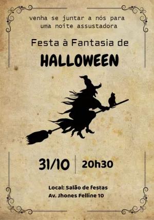 Convite de Halloween com Bruxa para Editar Online
