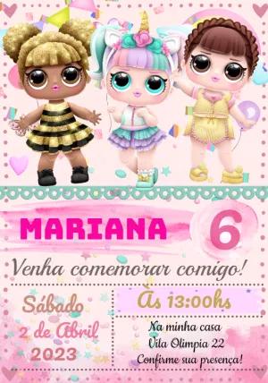 Convite Aniversário LOL Surprise com Bonecas para Editar Online
