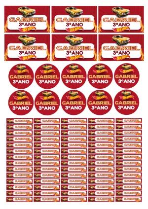 Kit de Etiquetas Escolares Hot Wheels para Editar e Imprimir