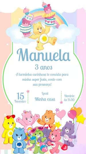 Convite Aniversário Ursinhos Carinhosos para Editar Online