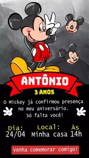 Convite de Aniversário Mickey Mouse para Editar Online