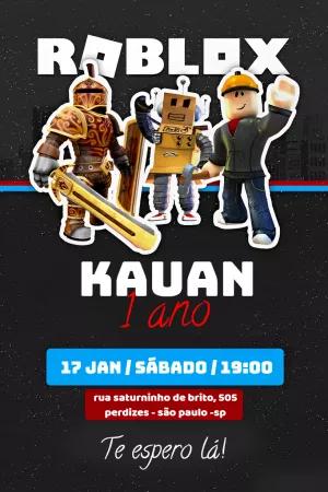 Convite de Aniversário Roblox com Personagens para Editar Online