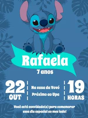 Convite Aniversário Stitch Editável para Enviar Online