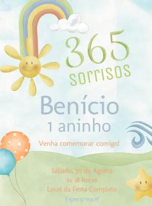 Convite de Aniversário 365 Sorrisos para Editar Online