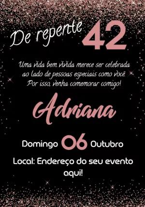 Convite de Aniversário Adulto Rosê Gold Glitter para Editar