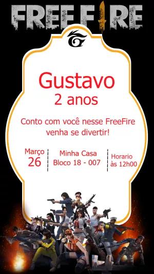 Convite Aniversário Free Fire com Personagens para Editar Online