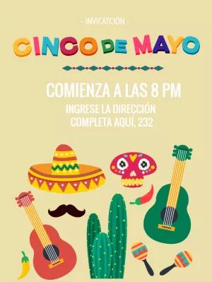 Invitación de Cinco de Mayo con elementos mexicanos para Editar