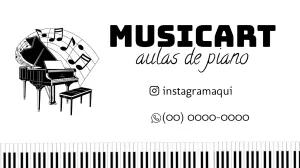 Cartão de Visita Aulas de Piano com Teclado para Editar Online