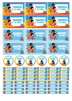Etiquetas Escolares Três Palavrinhas com Turma para Editar Online