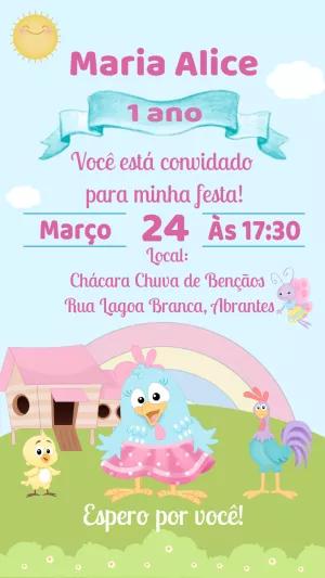 Convite Aniversário Galinha Pintadinha Candy para Editar Online