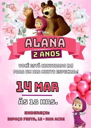 Convite Aniversário Masha e o Urso para Editar Online