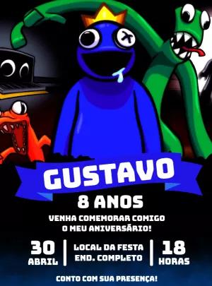 Convite de Aniversário Rainbow Friends para Editar Online