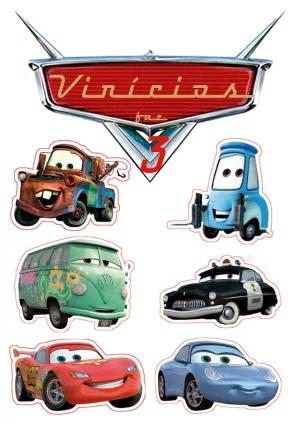 Topo de Bolo Carros com Personagens para Editar e Imprimir