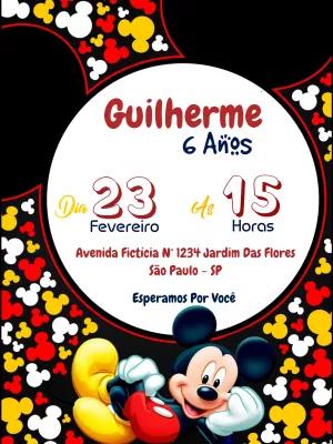 Convite de Aniversário Mickey Mouse para Editar Online