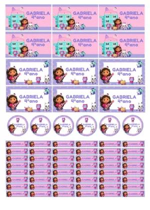 Kit Etiqueta Escolar Casa Mágica de Gabby para Editar Online