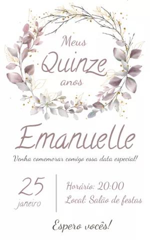 Convite de 15 Anos Floral Delicado para Editar e Imprimir