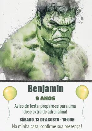 Convite de Aniversário Hulk para Editar Online