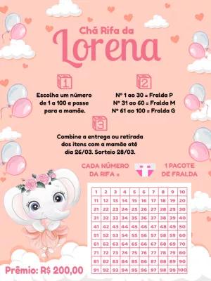 Chá Rifa Menina Elefantinha Bailarina para Editar e Imprimir