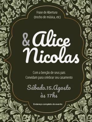 Convite de Casamento Floral Clássico para Editar Online
